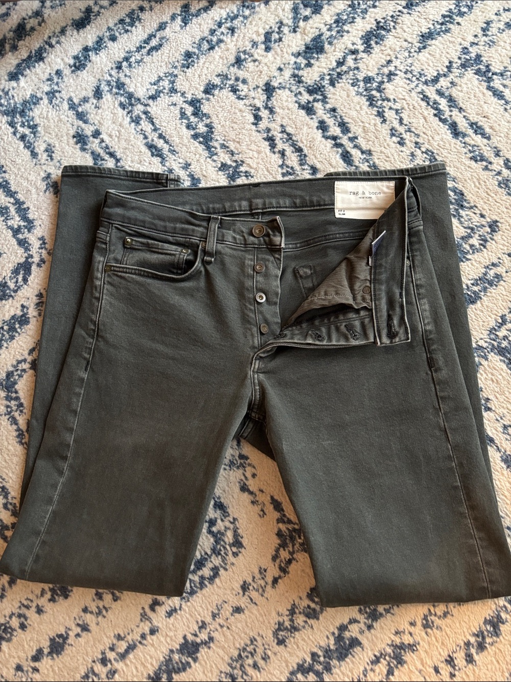 rag & bone Men’s Charcoal Slim Straight Jeans